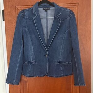 INC International Concepts Puff Sleve Denim Blazer sz L